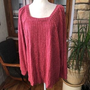 Chic Red Ribbed Knit Top